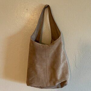 Natural Suede Leather Hobo Bag – Taupe – Soft, Minimalist, Chic